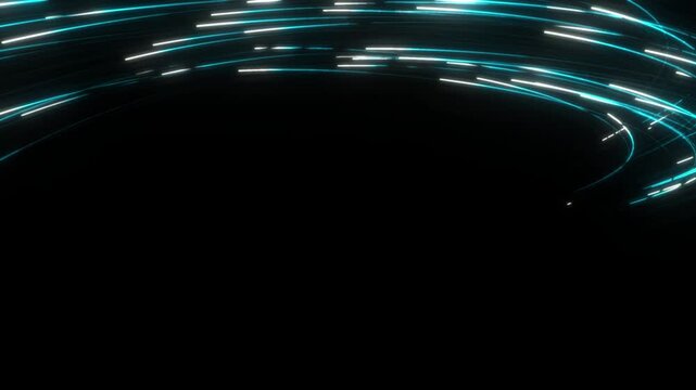 High-quality 4K seamless loop of glowing fiber optic cables transporting digital data. Perfectly suited for concepts of high-speed internet, telecommunications, cloud computing, 5G technology