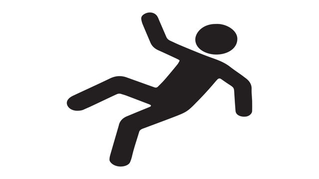 Warning sign symbol for slippery floor, wet surface, or work safety hazard.