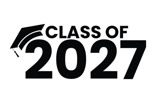 Class Of 2027 graduation with mortarboard graduation cap