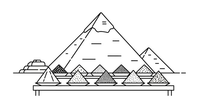 Ancient Egyptian Spices Displayed in Front of Pyramids.