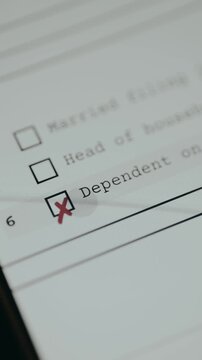 Dependent on another return as taxpayers status, checkbox marked