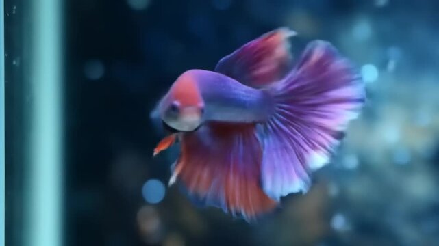 Vibrant siamese fighting fish in aquatic environment with flowing fins