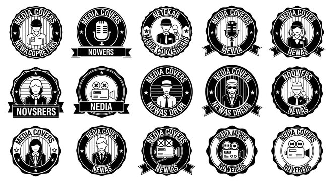 Journalism Media Reporter and News Press Badge Collection