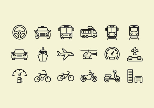 Education icons set Transportation Vehicles Icons and Symbols.