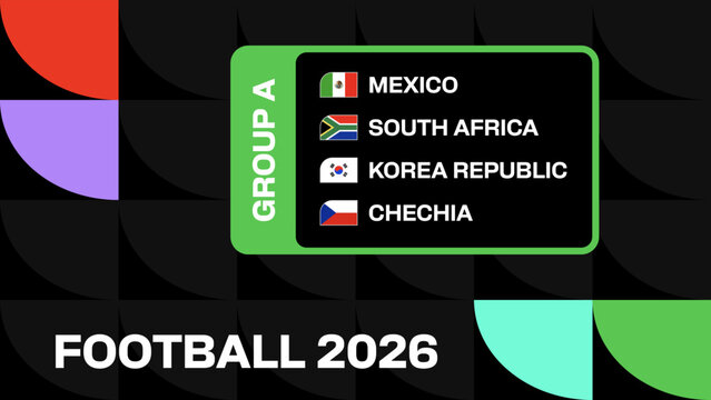 Group A Football 2026 Teams Presenting National Flags for Dynamic International Soccer Tournament.