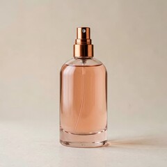 Naklejka premium Rose Gold Perfume Bottle with Spray Nozzle on Neutral Background