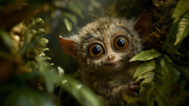 Small Tarsier in Nature / 自然の中の小さなメガネザル