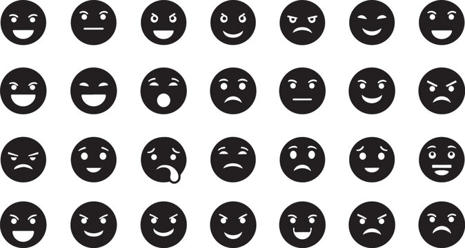 Various Emoticon Faces on White Background Illustration