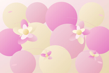 Luxury floral orbit wallpaper with concentric bloom discs, maximal blush spheres, and polished beige pink decorative stock pattern © Vi