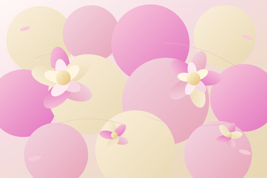 Luxury floral orbit wallpaper with concentric bloom discs, maximal blush spheres, and polished beige pink decorative stock pattern