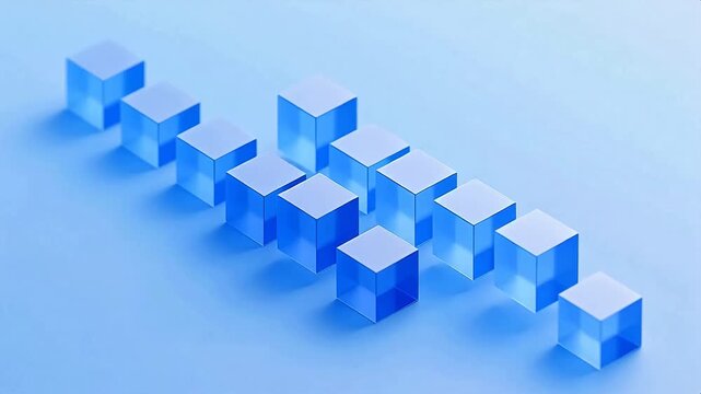 Blue transparent cubes on light blue background