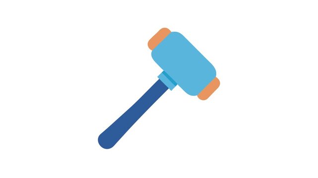 Blue mallet with orange striking pads on White Background