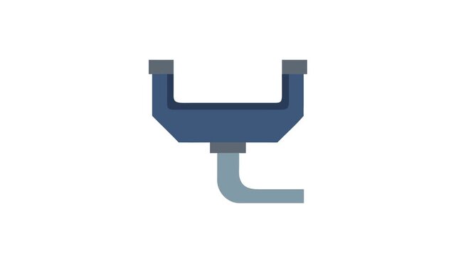 Stylized blue sink trap plumbing illustration on White Background