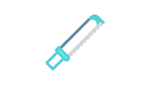 Turquoise hacksaw flat illustration against White Background for hardware needs