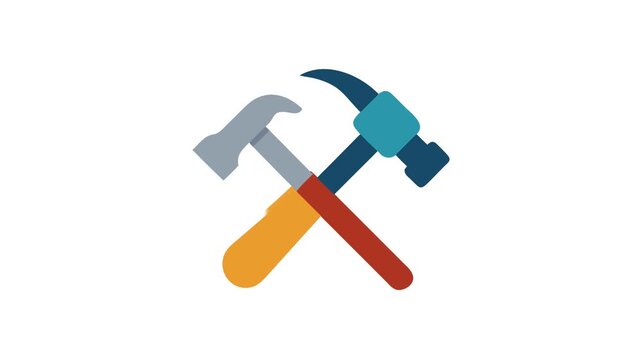 Two crossed hammers simple graphic icon on White Background
