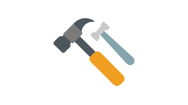 Two hammers showcasing carpentry tools in flat design style