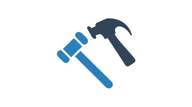 Graphic image showing a gavel and hammer on White