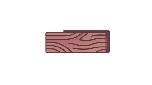Wooden plank with wood grain pattern on White Background