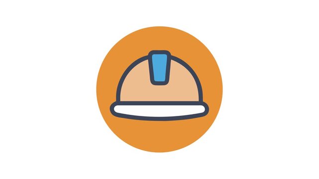 Orange hard hat construction vector icon safety concept isolated