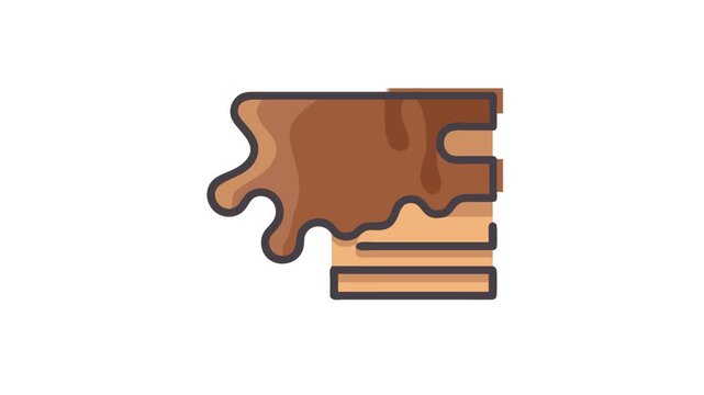 Stylized waffle with flowing chocolate syrup graphic representation