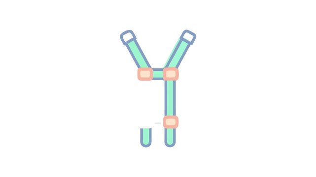Cartoon style suspenders straps graphic isolated on White Background