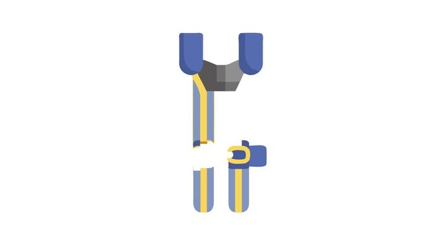 Blue and yellow safety harness illustration on White Background