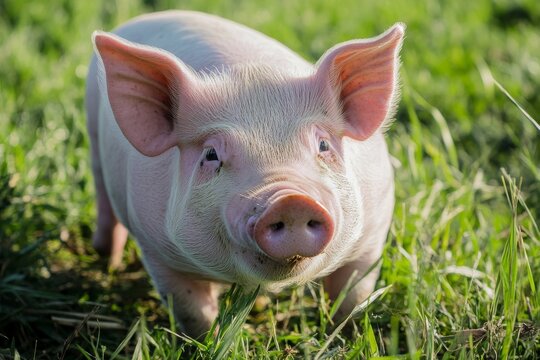 Pigs in the pasture contribute to pork production on a sunny day in the agribusiness landscape