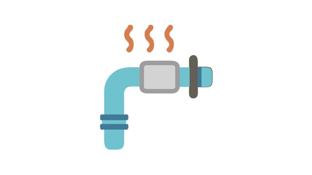 Stylized illustration of a hot water pipe on White backdrop