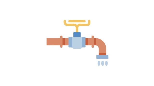 Flat style illustration of water tap isolated on White