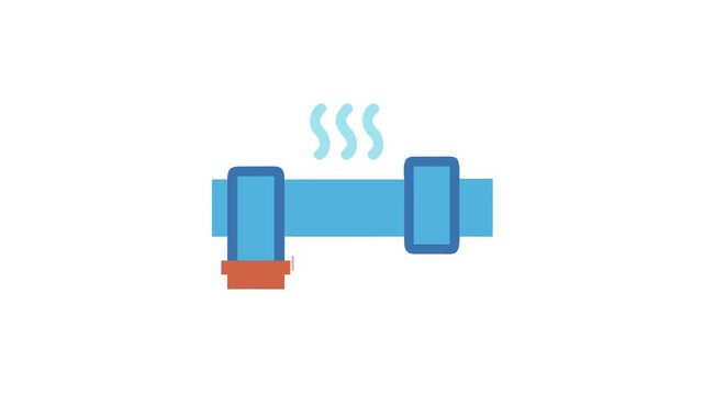 Blue pipeline illustration with steam on a White Background