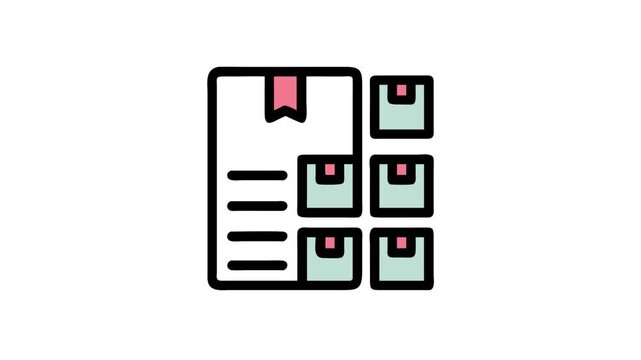 Flat icon arrangement: pink flag, aqua bags, dark background
