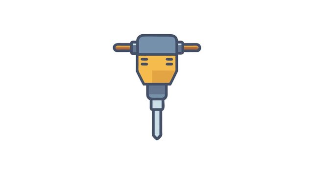 Isolated vector jackhammer drill icon for construction and demolition
