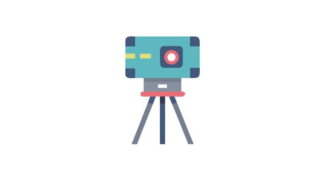 Flat vector illustration of a camera on tripod isolated