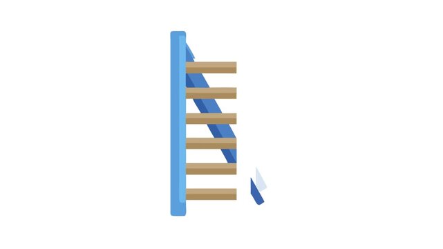 Illustration of a simple blue and brown wooden ladder