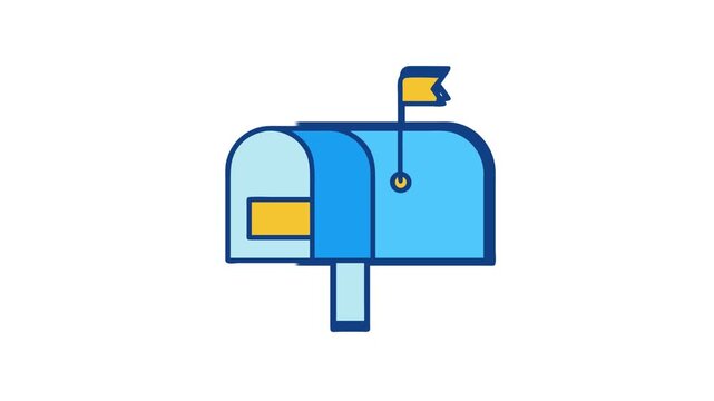 Simple Mailbox Graphic with Flag Up on White Background
