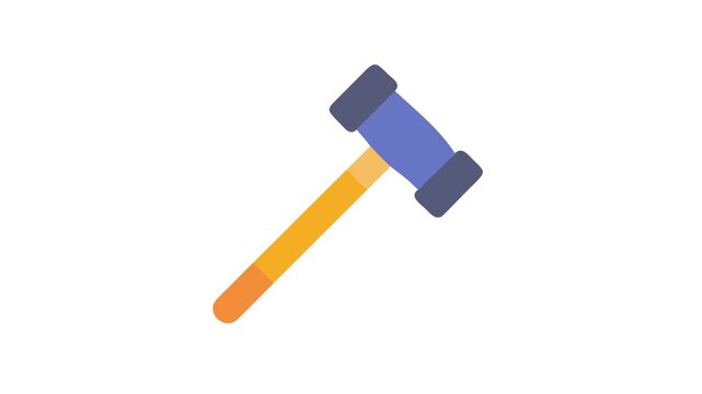 Flat style hammer on a black studio background
