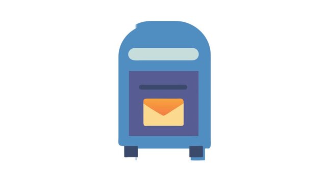Blue mailbox with envelope icon in simple flat style