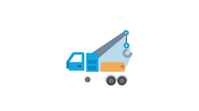 Flat illustration of a blue tow truck lifting cargo