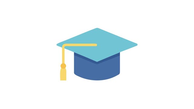Graduation cap icon on White Background representing academic achievement