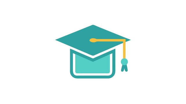 Teal graduation cap on White Background symbolizing academic achievement