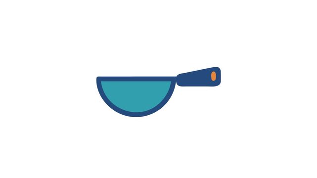 Blue Frying Pan Flat Design Isolated on White Background