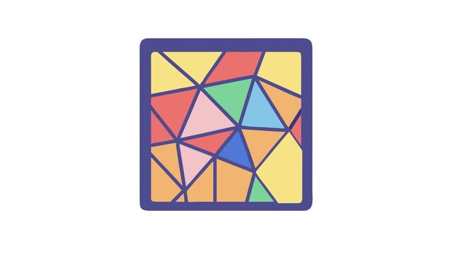 Colorful abstract polygon pattern in square shape with blue outline