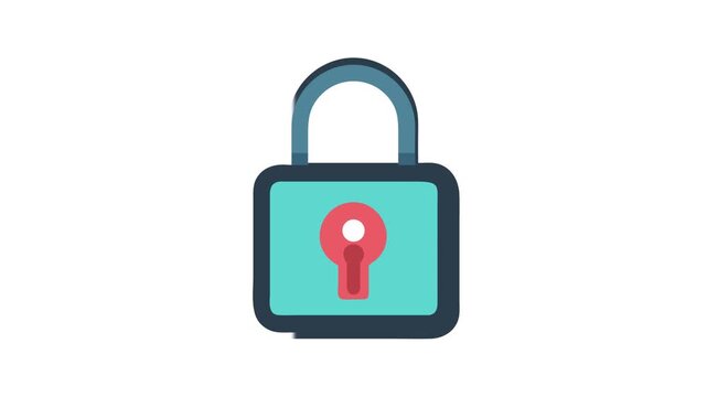 Flat vector icon illustration of a blue padlock security