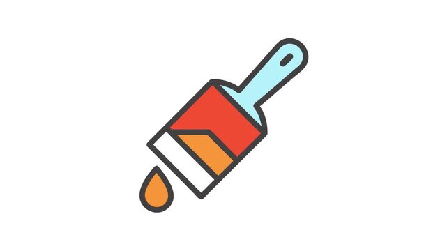 Paintbrush icon with falling paint drop on White Background