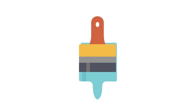 Colorful paint brush icon against a White Background