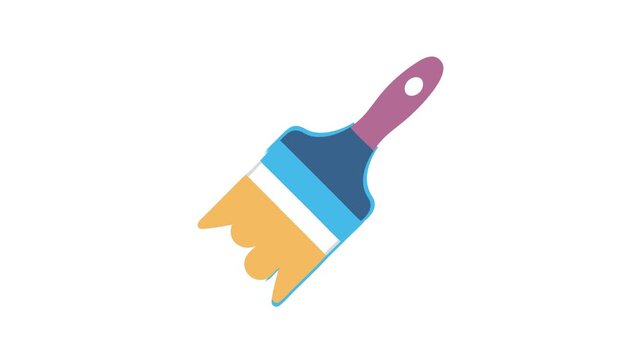 Stylized paintbrush illustration with colorful blocks and flat design