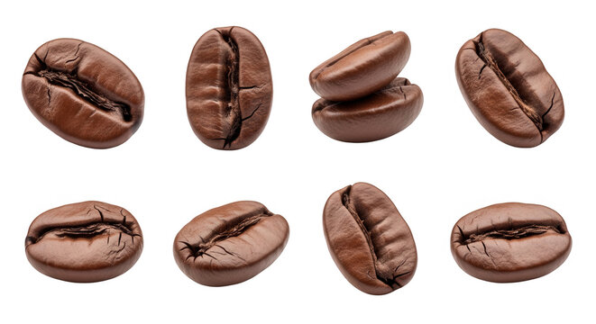 roasted coffee beans scattered on a white background use in food beverage or lifestyle related projects