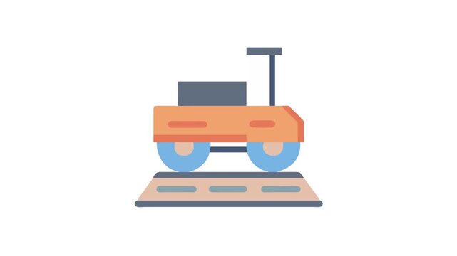 Stylized flat illustration of a road roller vehicle