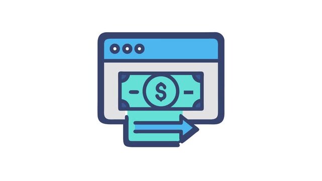 Online money transfer concept with browser and dollar icon