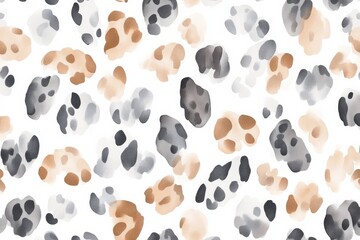 Fototapeta premium Neutral muted leopard spots seamless pattern design in gray and brown on a white background for various creative projects
